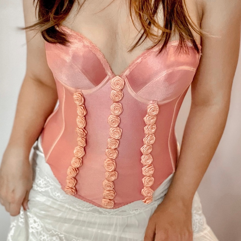 Reworked Vintage One of a Kind Rose Corset Top